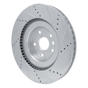 Lexus RC300 Brake Rotor (1) - Front Left - R1 Concepts - Drilled & Slotted - Silver - `13-`25